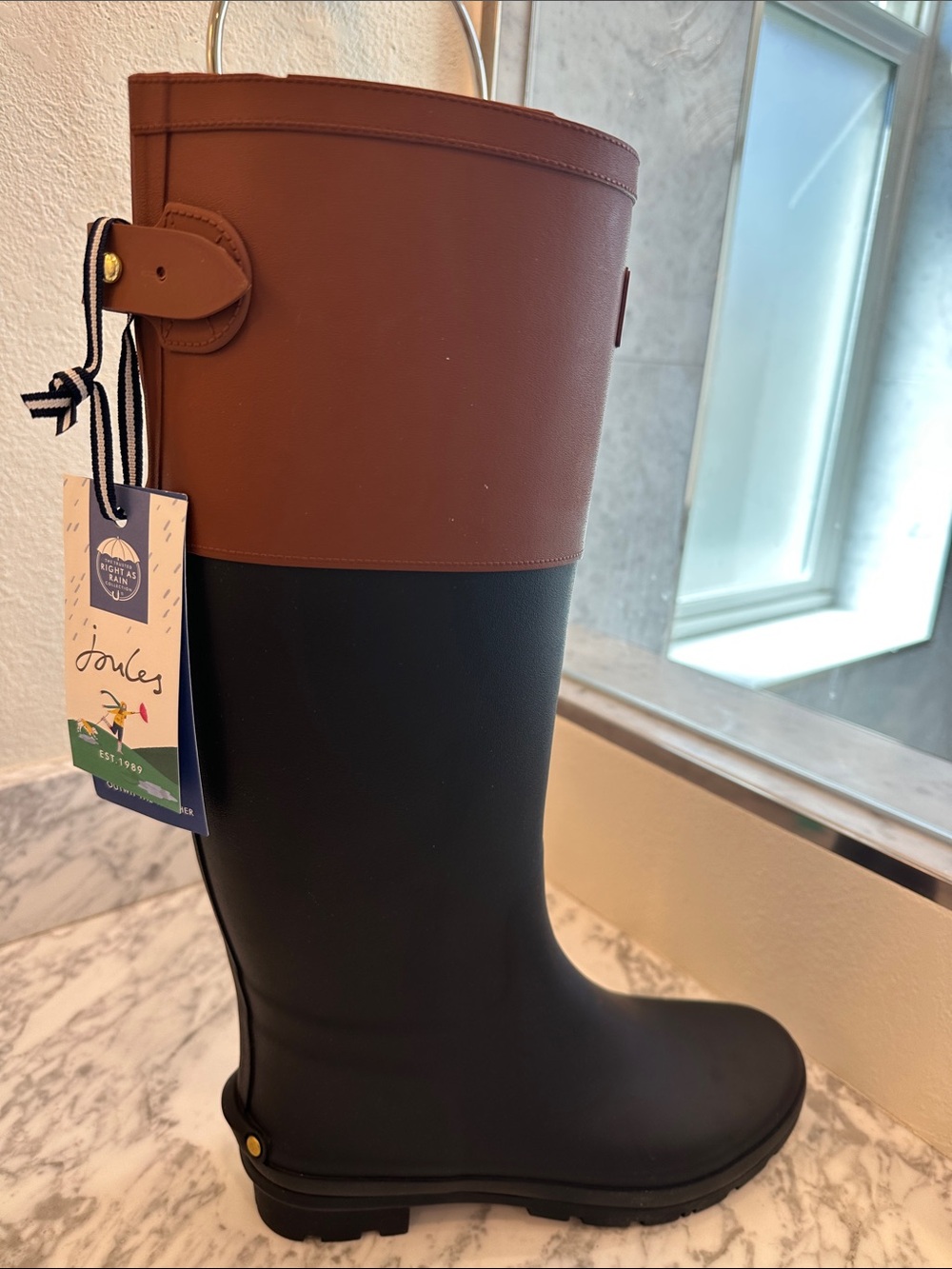 Women’s Brockington Two-Tone Black and Brown Tall Rain Boots